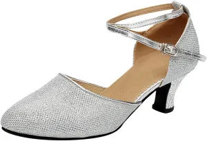 Shoe Latin Ballroom Women's Sequins Social Dance Shoes Tango Shoes Dancing Women's Middle Comfortable Sandals