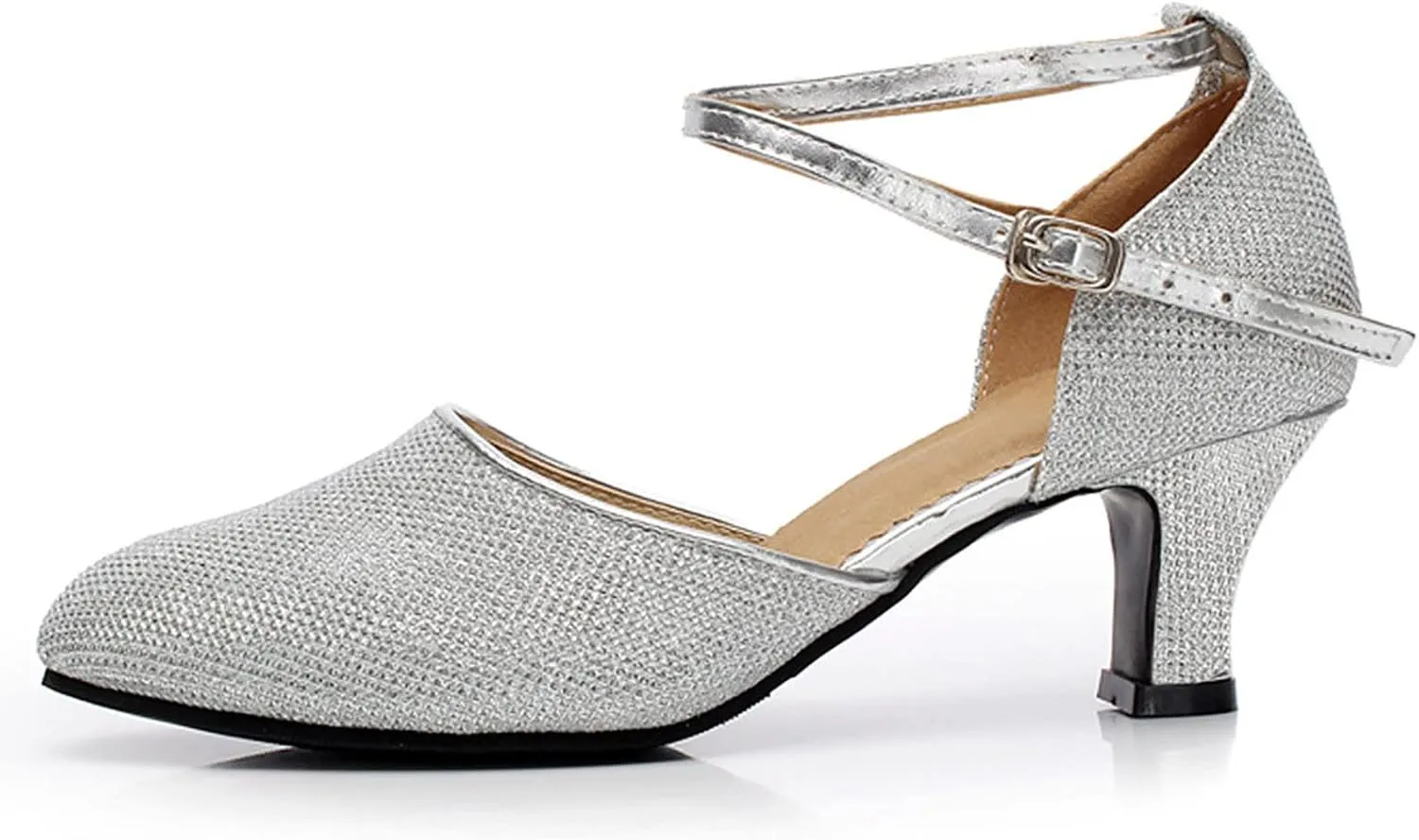 Shoe Latin Ballroom Women's Sequins Social Dance Shoes Tango Shoes Dancing Women's Middle Comfortable Sandals