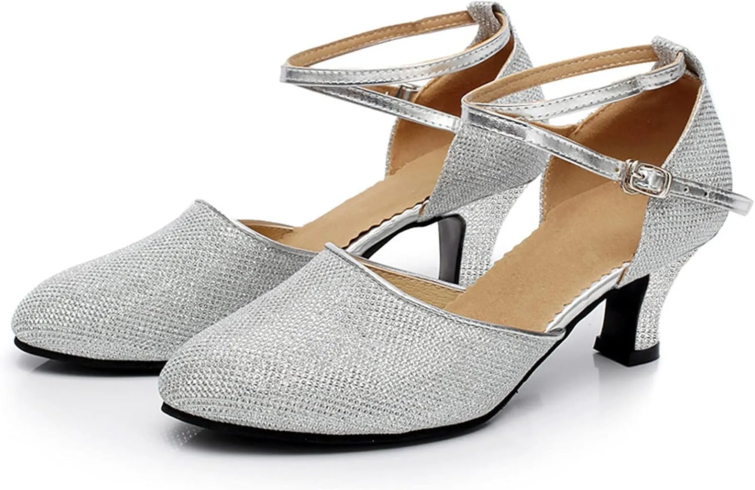 Shoe Latin Ballroom Women's Sequins Social Dance Shoes Tango Shoes Dancing Women's Middle Comfortable Sandals