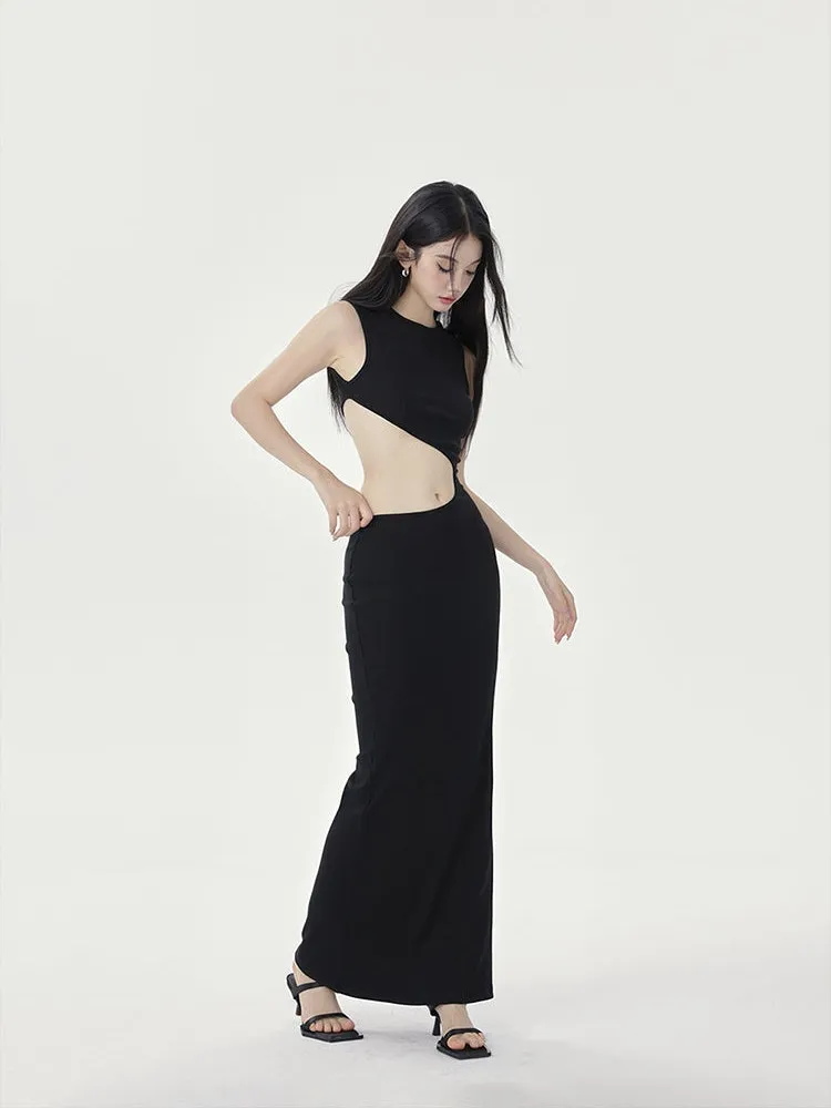 Sleeveless Cutout Maxi Sheath Dress
