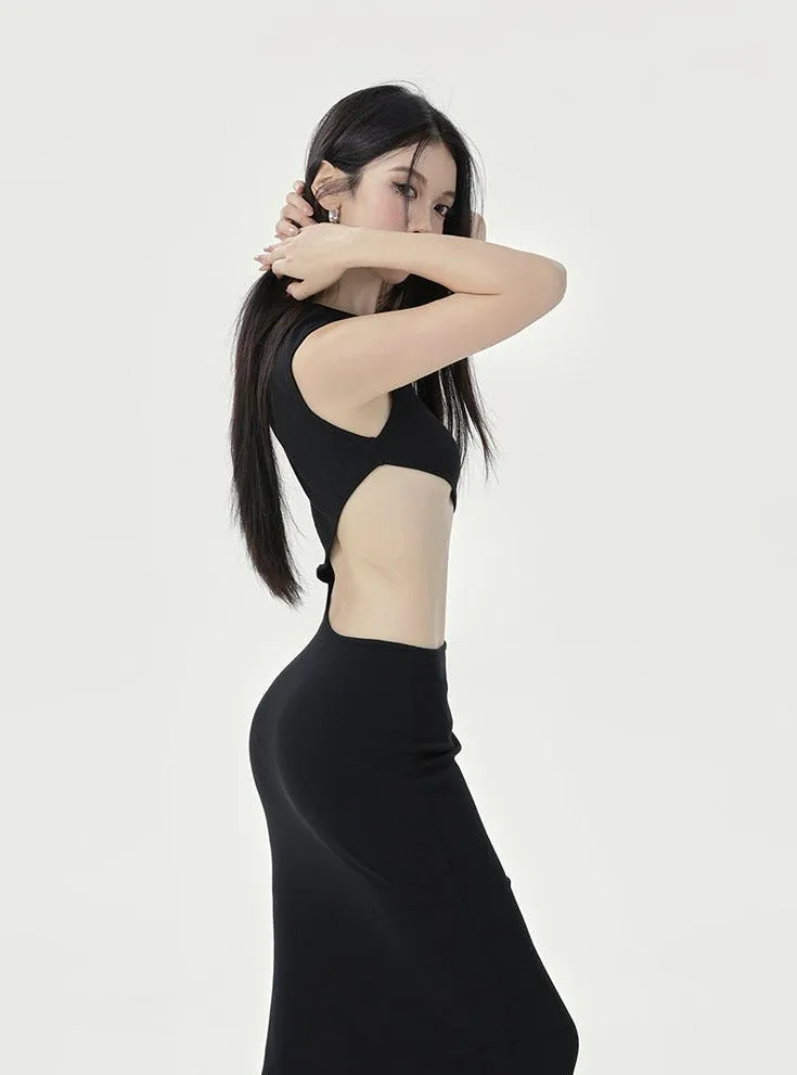 Sleeveless Cutout Maxi Sheath Dress