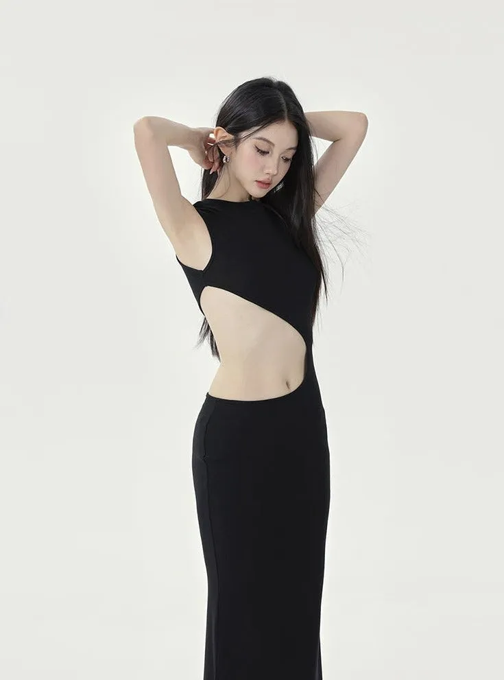 Sleeveless Cutout Maxi Sheath Dress
