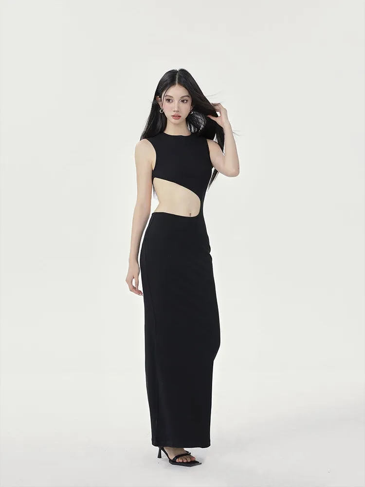 Sleeveless Cutout Maxi Sheath Dress