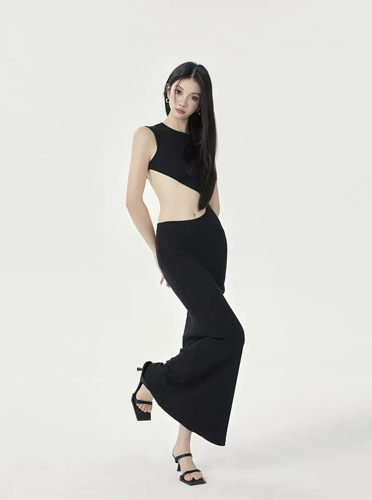 Sleeveless Cutout Maxi Sheath Dress