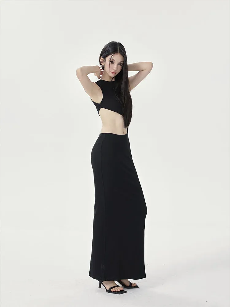 Sleeveless Cutout Maxi Sheath Dress
