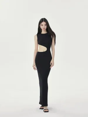 Sleeveless Cutout Maxi Sheath Dress