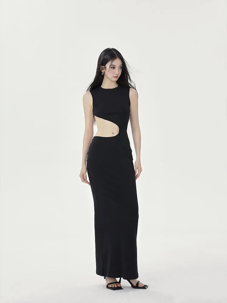Sleeveless Cutout Maxi Sheath Dress