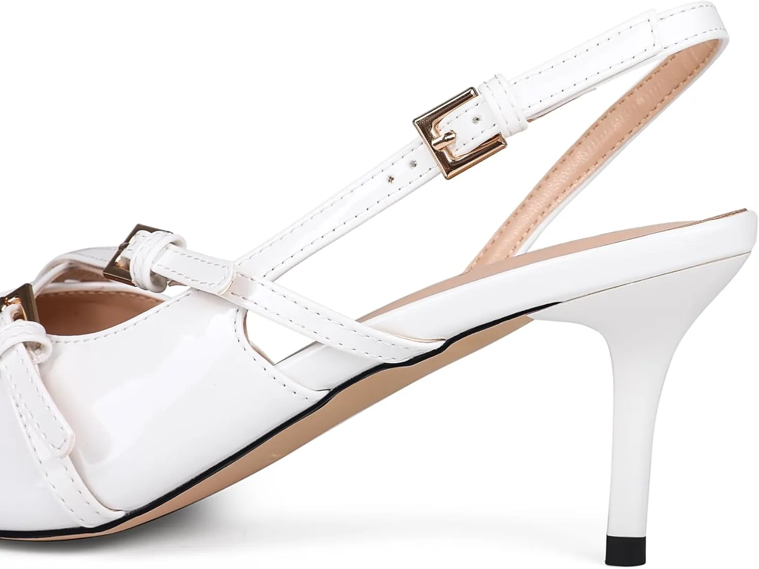 Slingback Kitten Heels Pointed Toe Buckle Straps Stiletto high Heeled Sandals Pump for Women Prom Party Dress Shoes