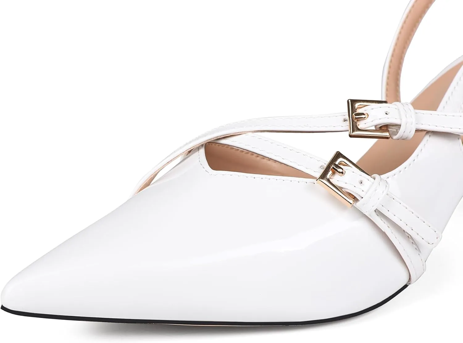 Slingback Kitten Heels Pointed Toe Buckle Straps Stiletto high Heeled Sandals Pump for Women Prom Party Dress Shoes