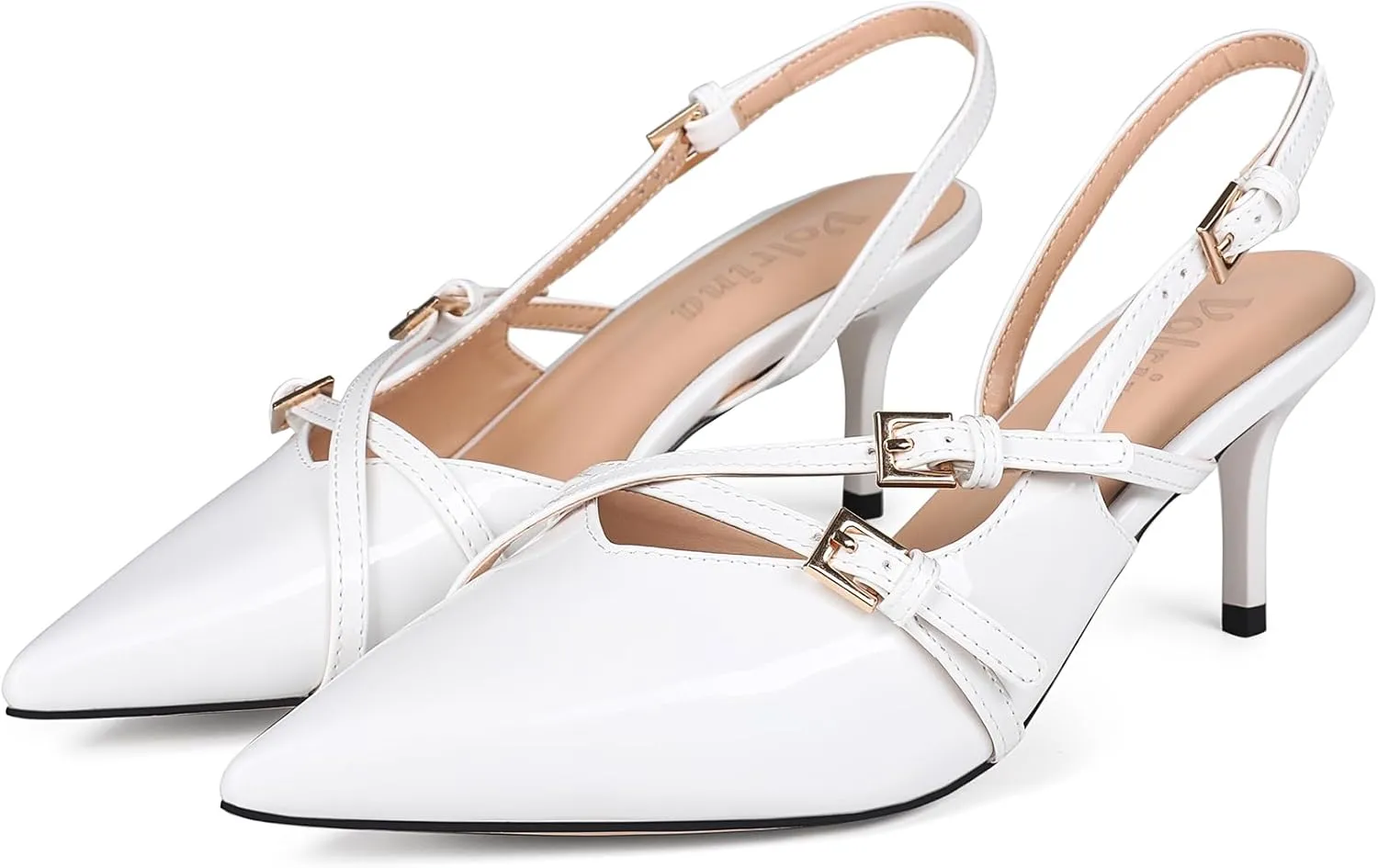 Slingback Kitten Heels Pointed Toe Buckle Straps Stiletto high Heeled Sandals Pump for Women Prom Party Dress Shoes