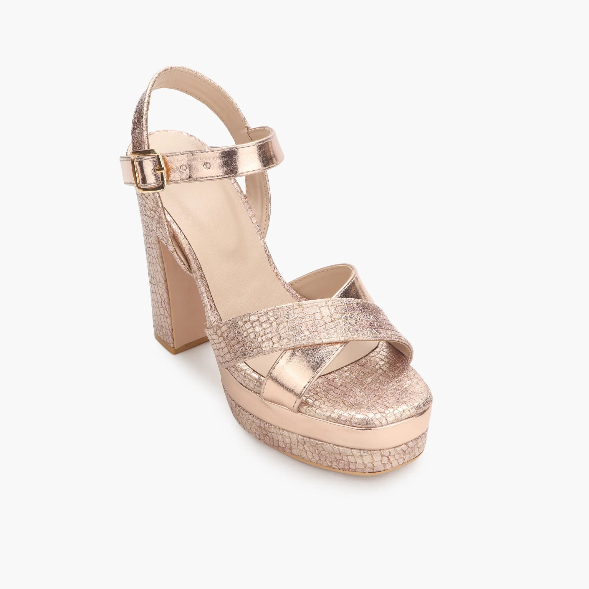 Snake Print Platform Ankle Sandals