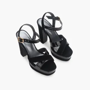 Snake Print Platform Ankle Sandals