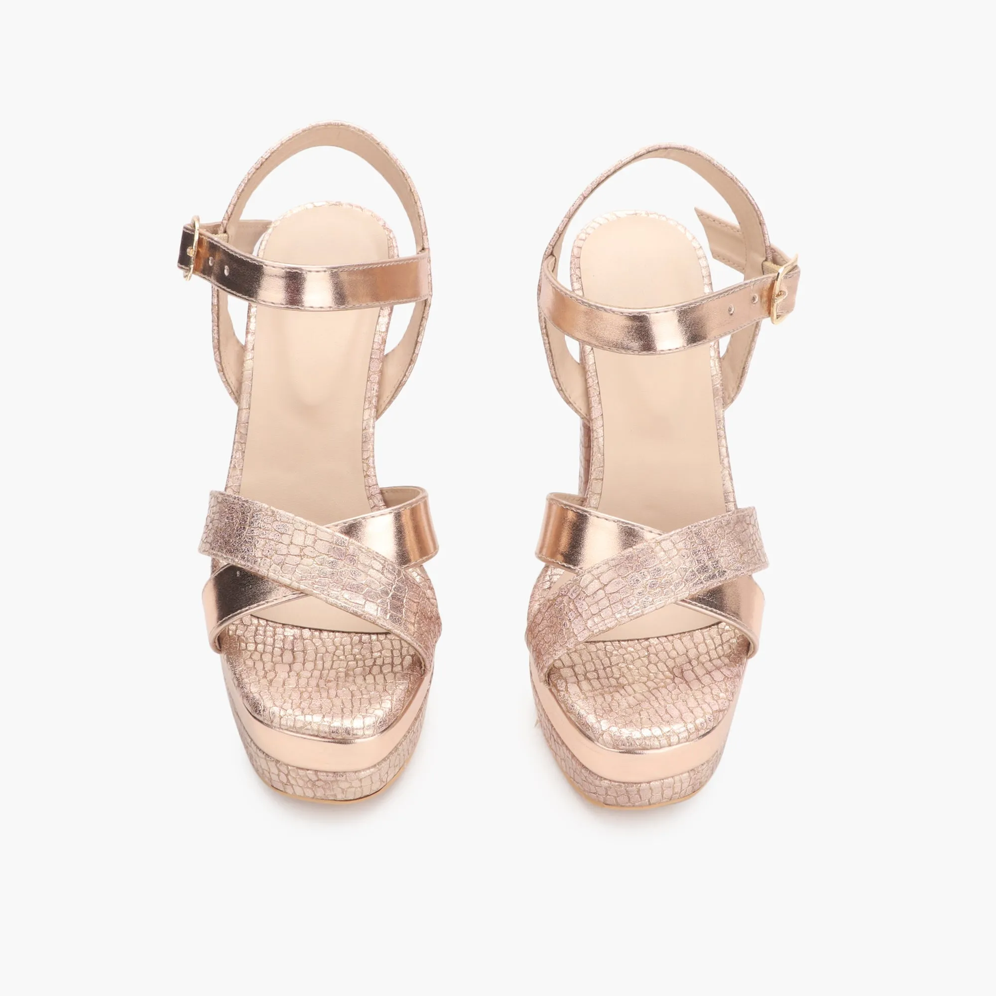 Snake Print Platform Ankle Sandals