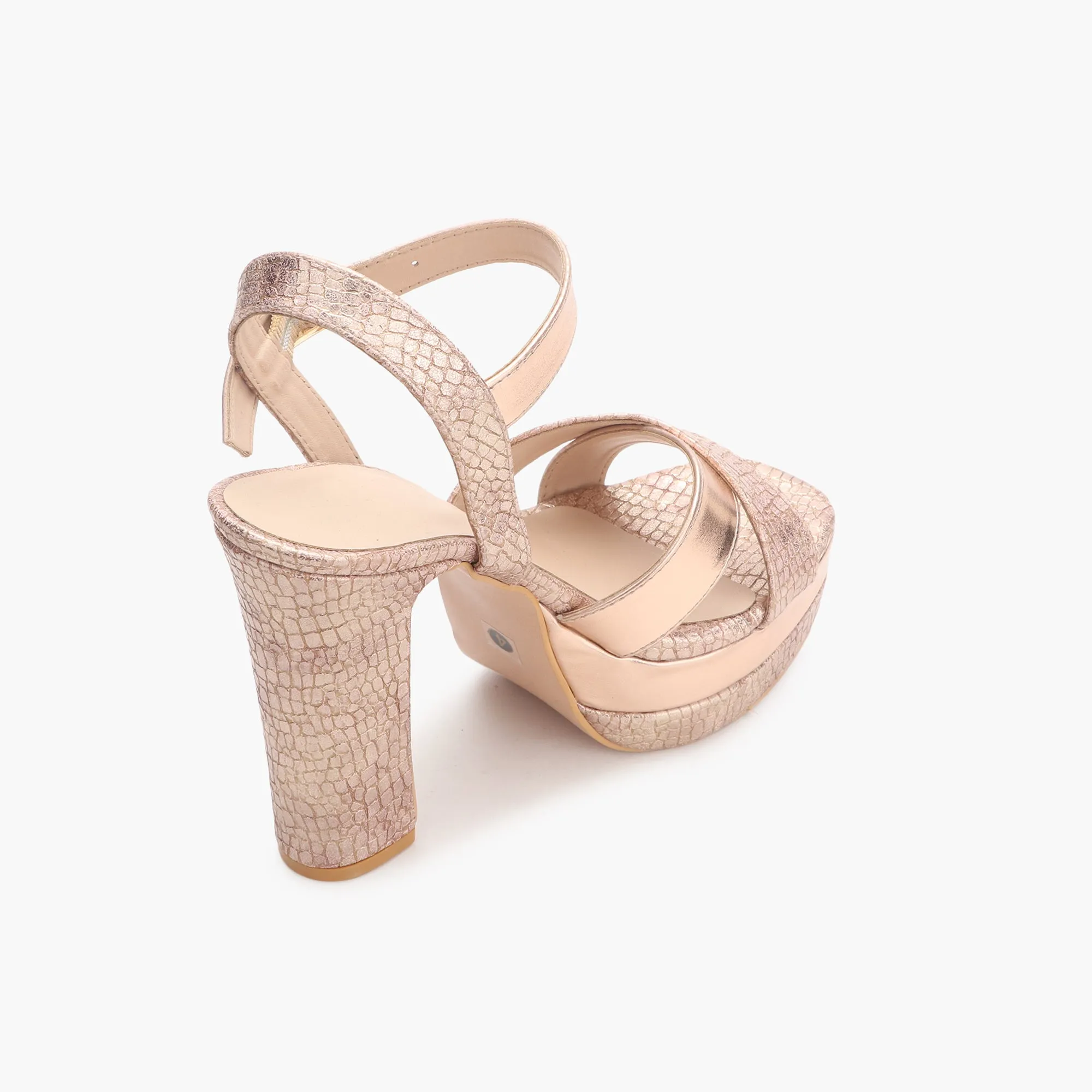 Snake Print Platform Ankle Sandals