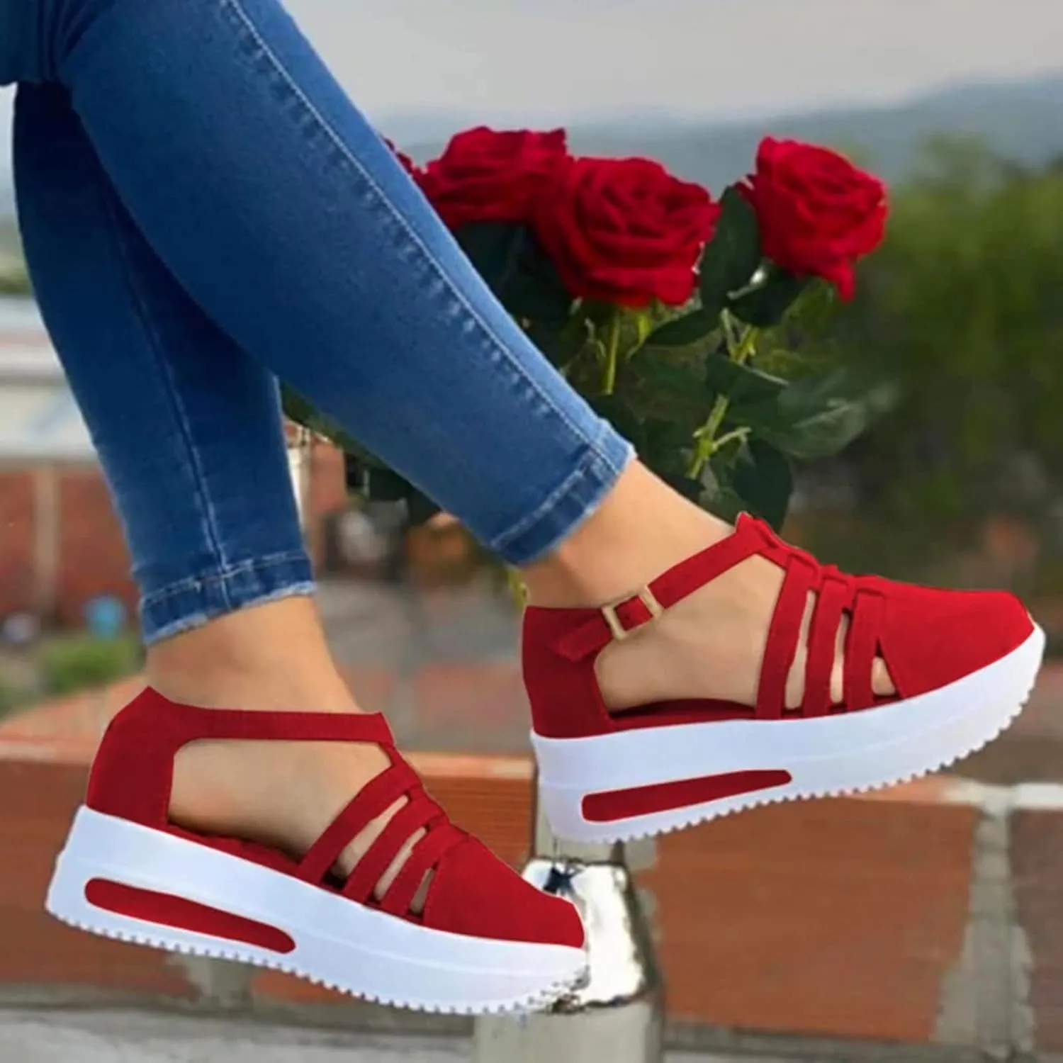 Sneakers Sandals for Women 2024 Summer Platform Sandals Fashion Casual Walking Sandal Closed Toe Comfort Flat Sneaker