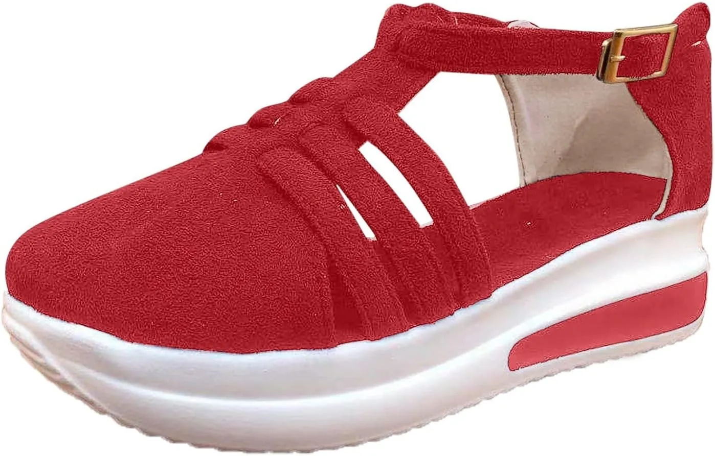 Sneakers Sandals for Women 2024 Summer Platform Sandals Fashion Casual Walking Sandal Closed Toe Comfort Flat Sneaker