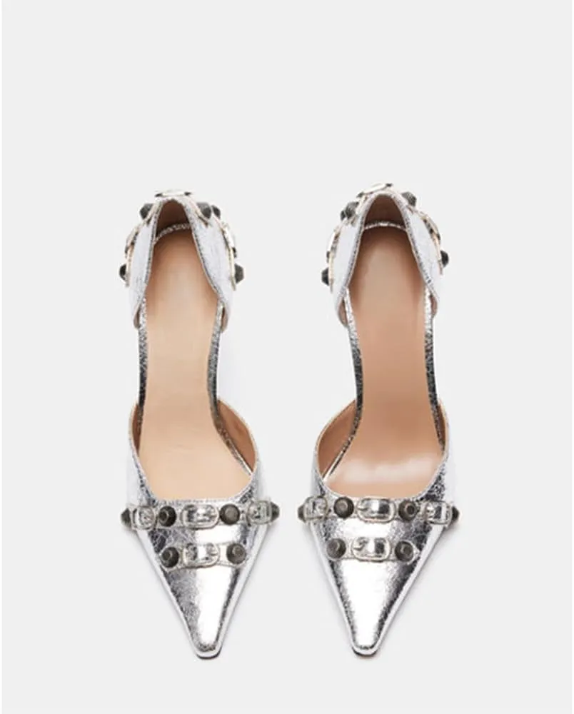 SO SIMPOK Women's Studded Pumps Pointed Stiletto High Heel Sexy Buckle Slip on Formal Casual Heels