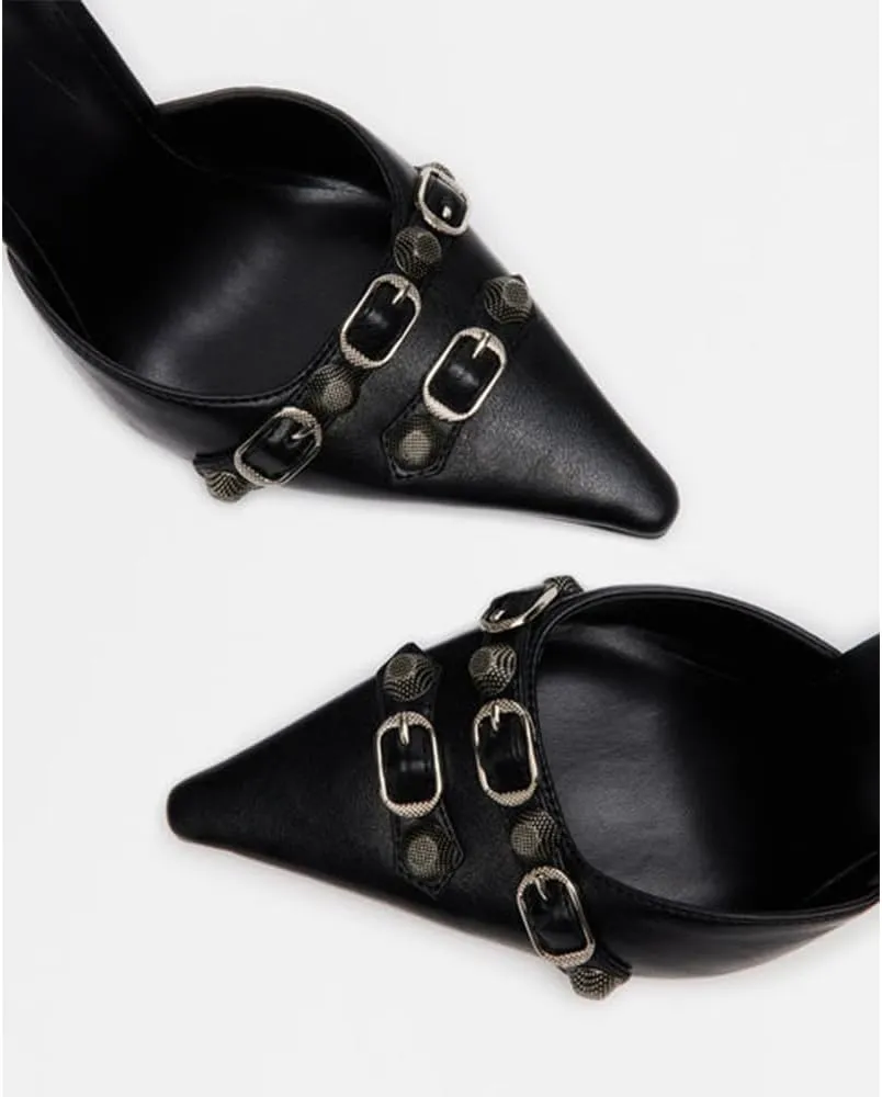 SO SIMPOK Women's Studded Pumps Pointed Stiletto High Heel Sexy Buckle Slip on Formal Casual Heels