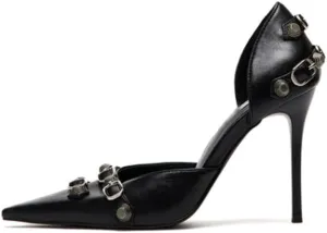 SO SIMPOK Women's Studded Pumps Pointed Stiletto High Heel Sexy Buckle Slip on Formal Casual Heels