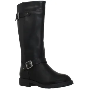 SOBEYO Girl's Knee-High Riding Boots Back Elastics Nappa Black