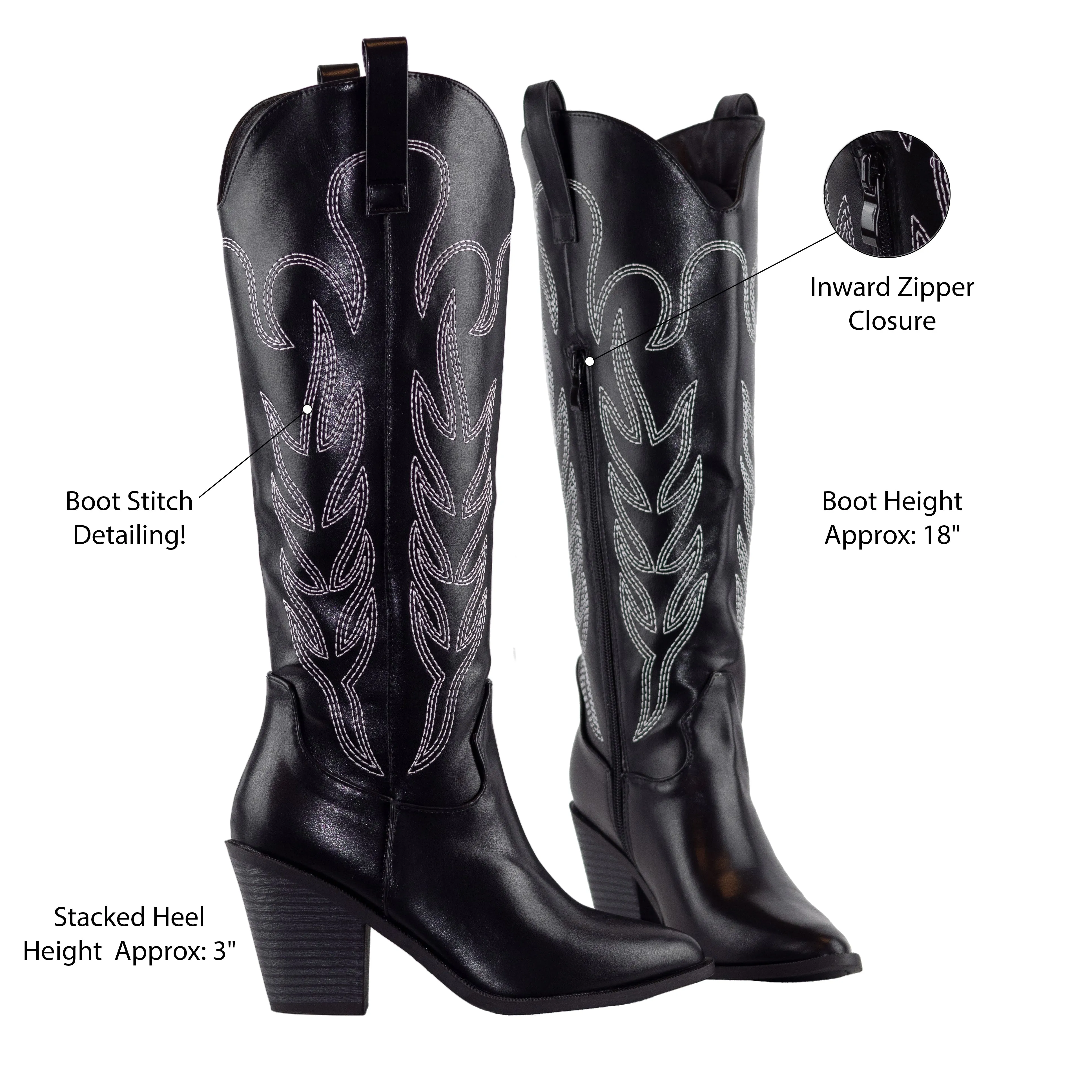 Sofia - Cowgirl Western Boots, Stitched Detailing & Pointy Toe, Stylish & Bold for Casual or Western-Inspired Looks