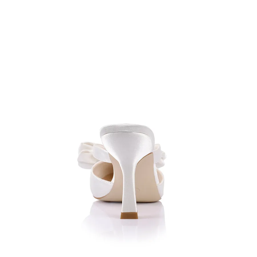 Spear Mules - Chalk Satin