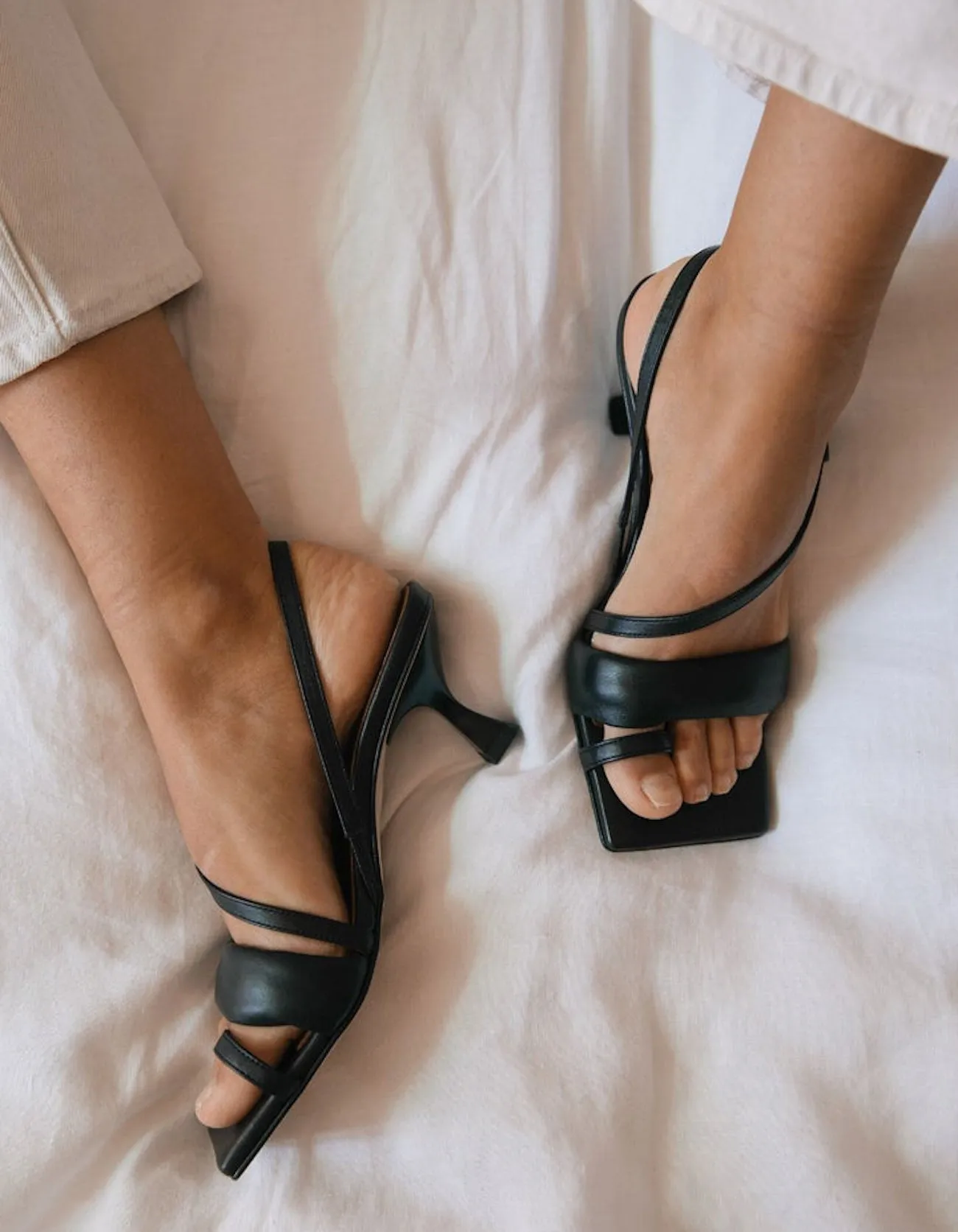 Square-Toe High Heels | Black