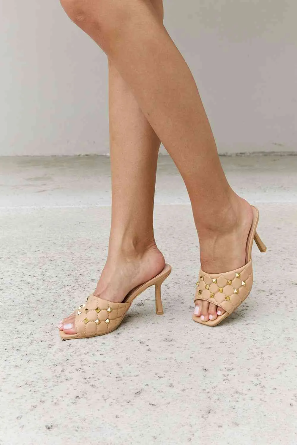 Square Toe Quilted Mule Heels