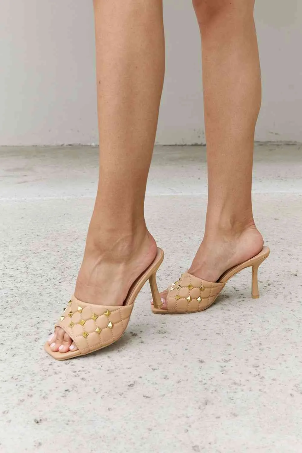 Square Toe Quilted Mule Heels