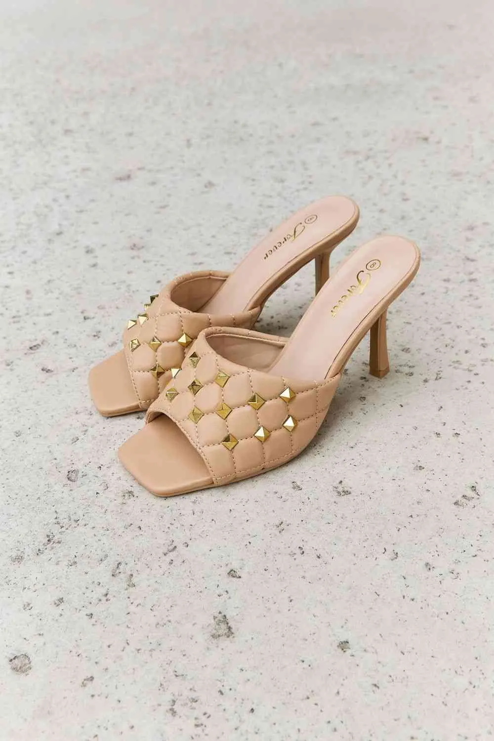 Square Toe Quilted Mule Heels