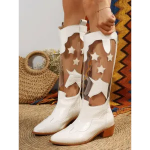 Star Point Toe Block Heel Boots Elevate Your Luxury Fashion for Women