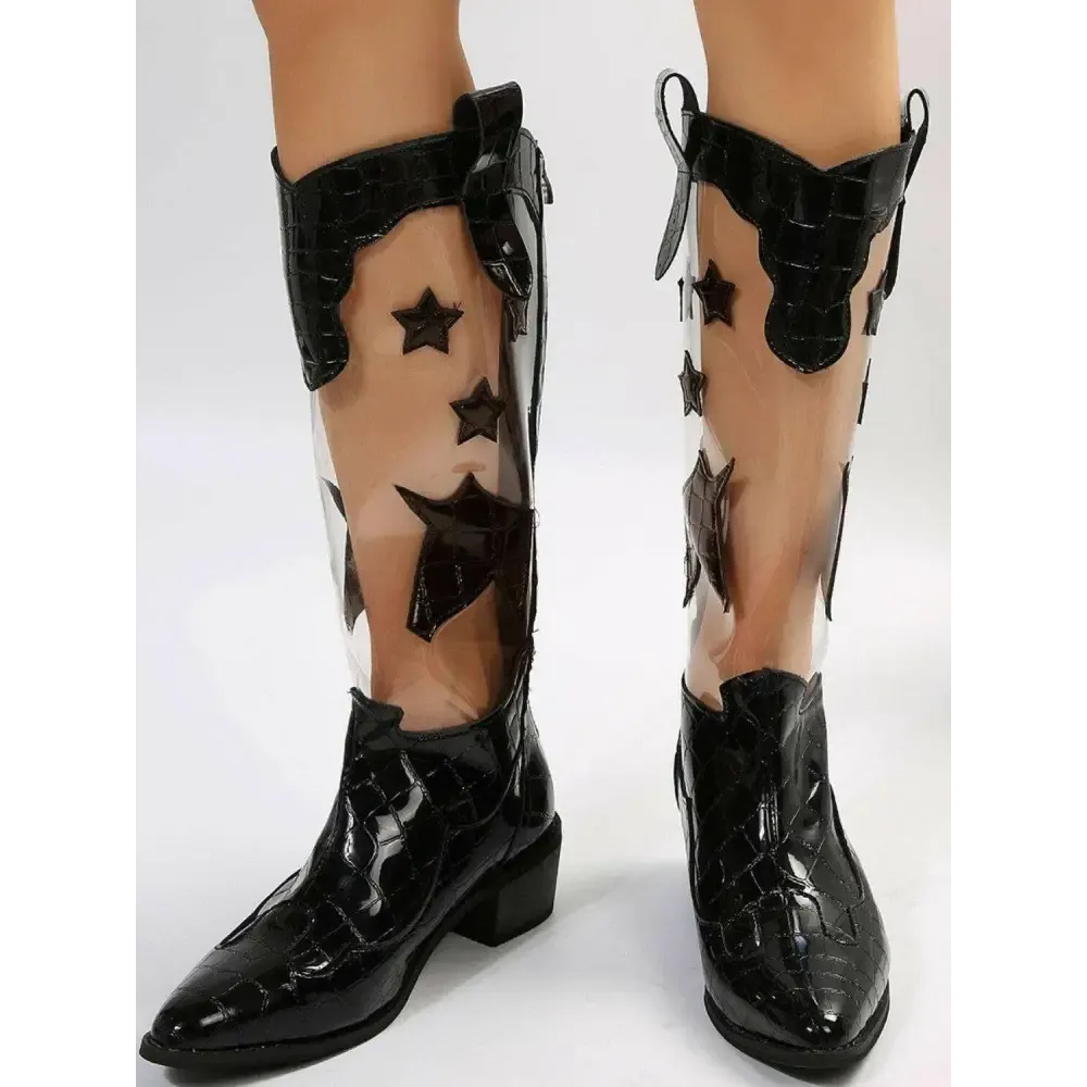 Star Point Toe Block Heel Boots Elevate Your Luxury Fashion for Women