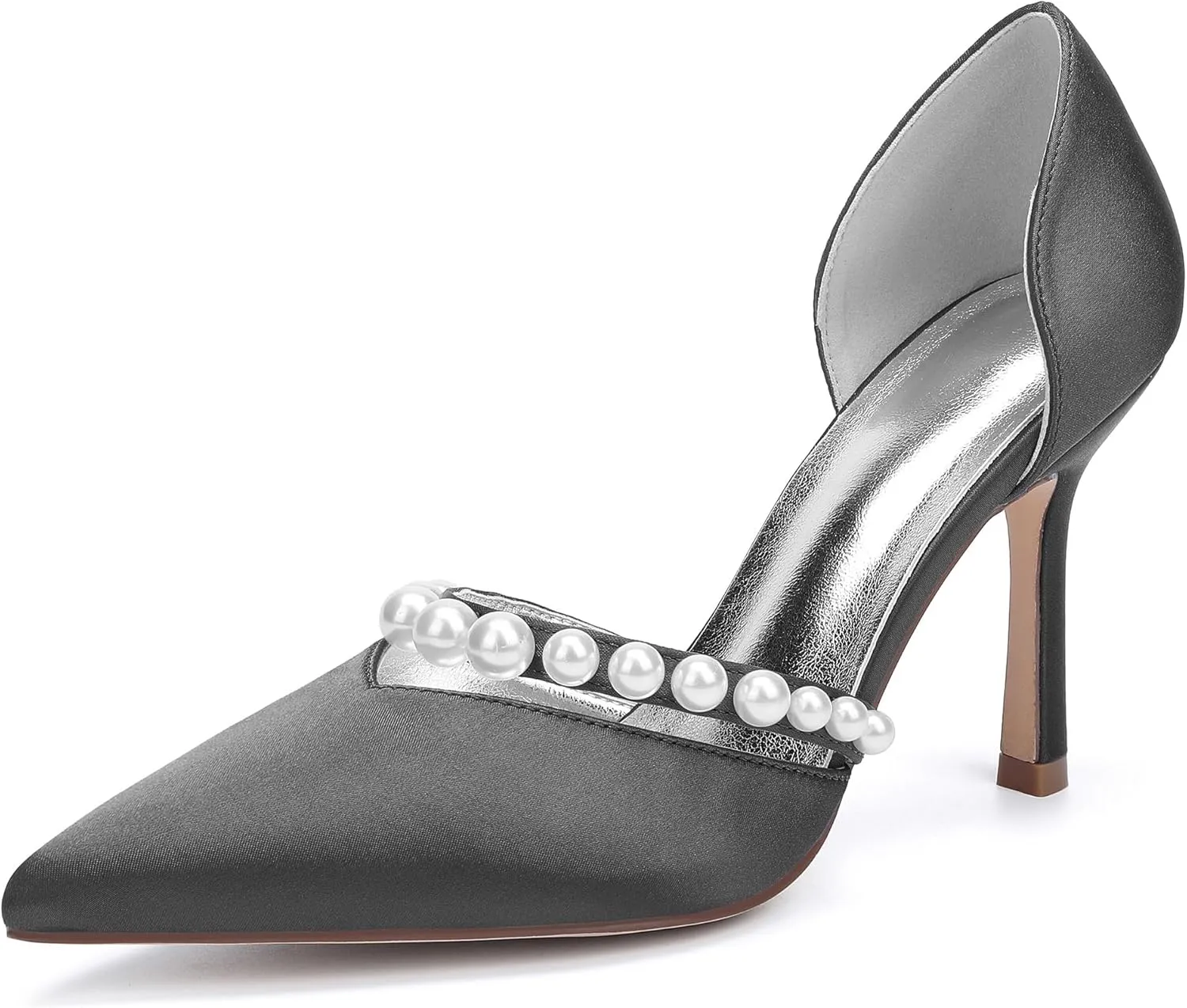 Stiletto Heels Wedding Pumps Pointed Toe Bridal Heels Satin Pearl Women Dress Shoes for Evening Party Platform Pump Shoes