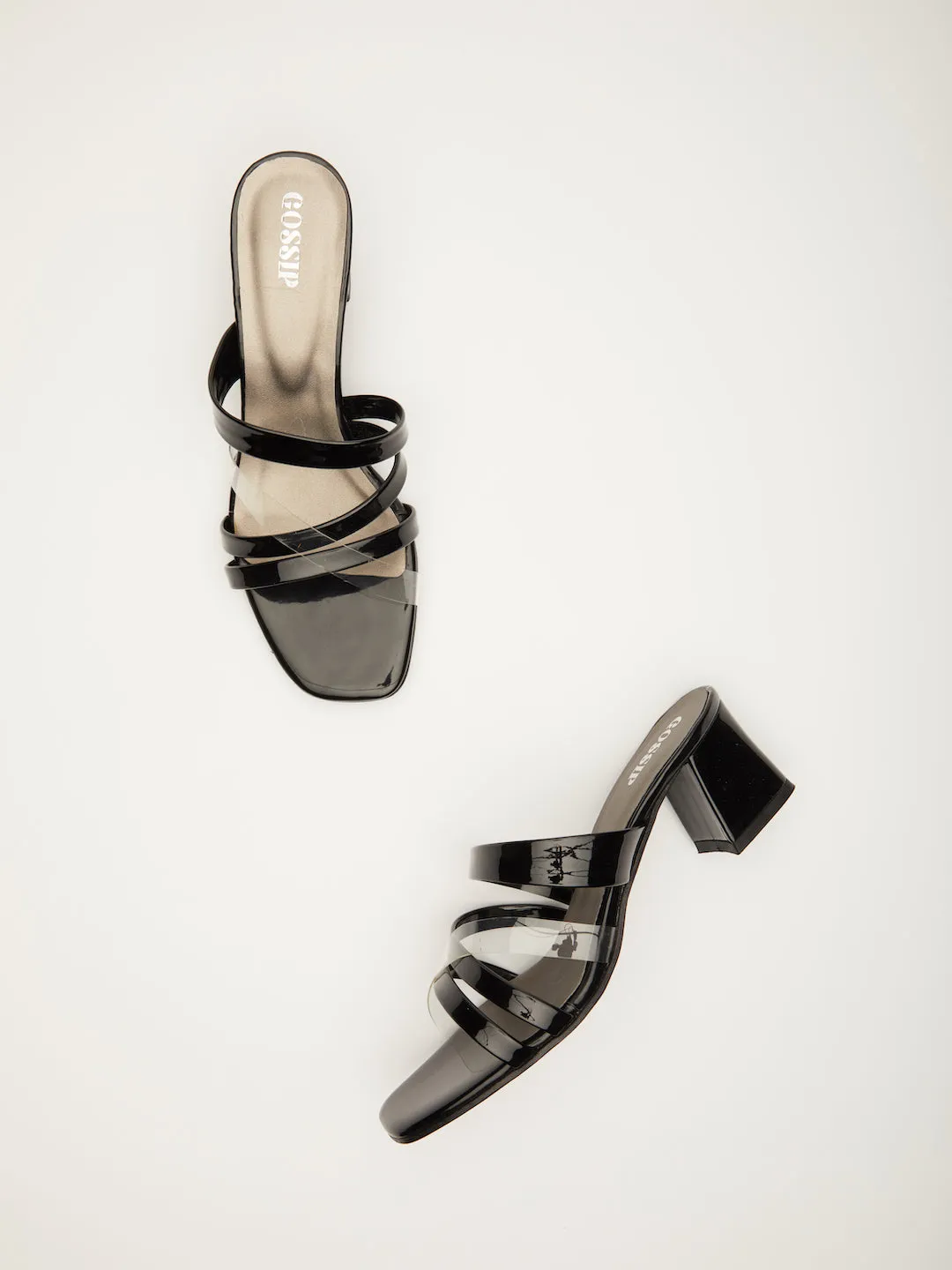 STRAPPY PATENT HEELS