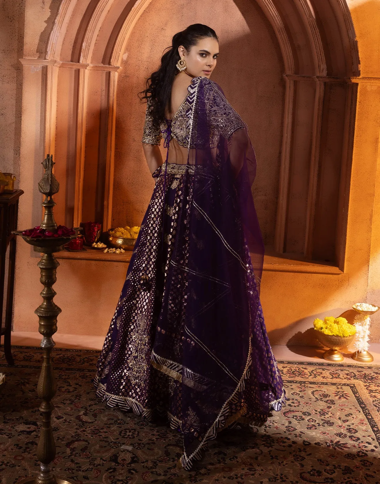 Striking Purple Banarasi Silk Bridal Lehenga Set
