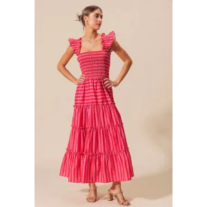Striped Ruffle Maxi Dress