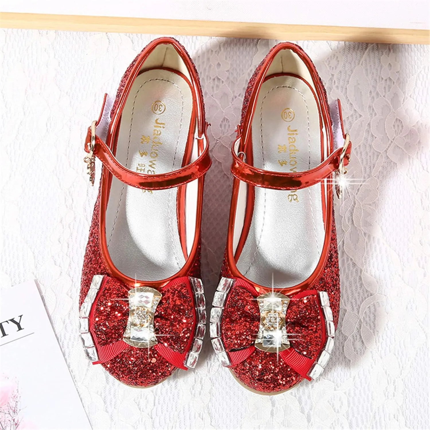 Stunner Girls Dress Shoes Wedding Party Heels Bow Sparkly Mary Jane Princess Shoes