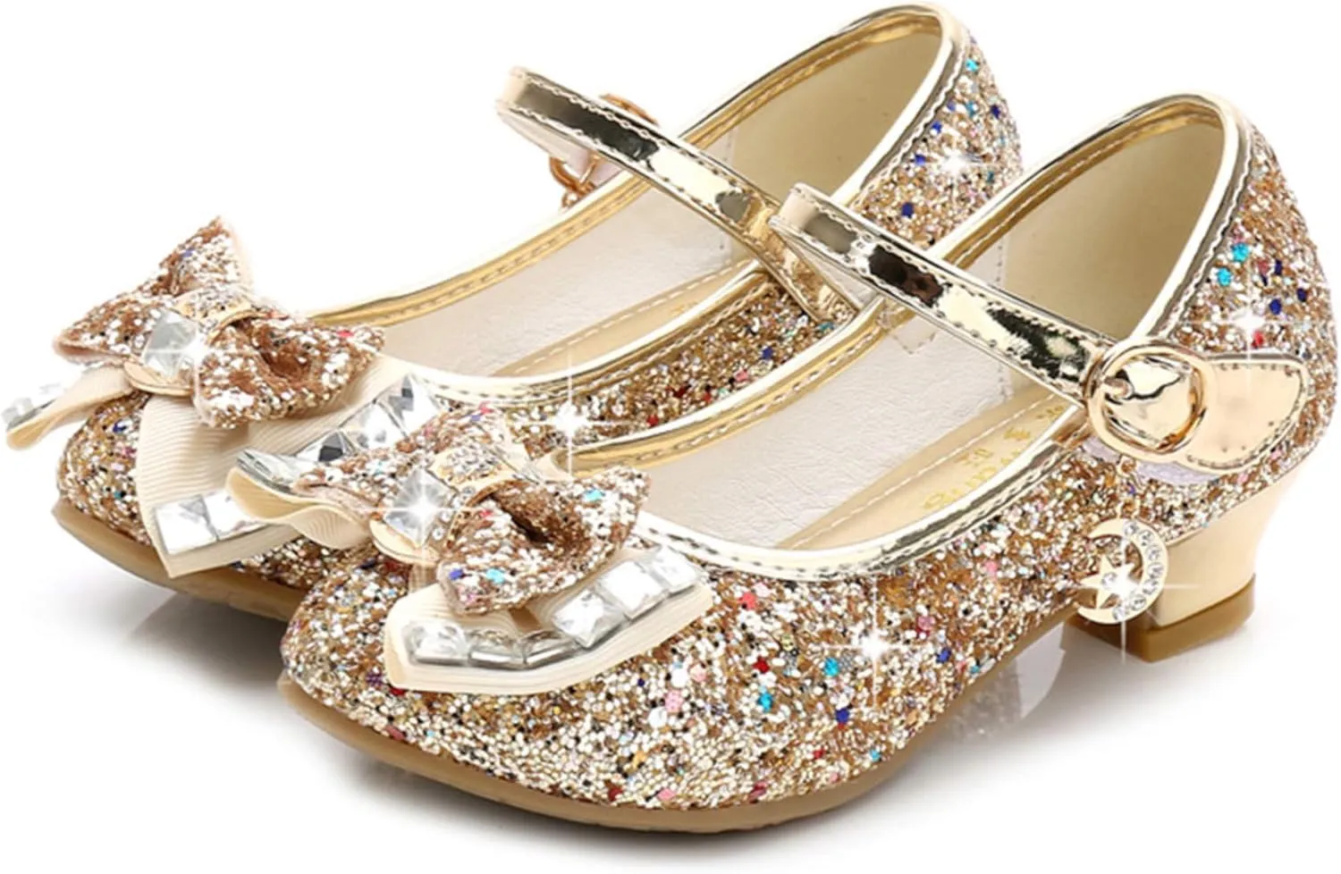 Stunner Girls Dress Shoes Wedding Party Heels Bow Sparkly Mary Jane Princess Shoes