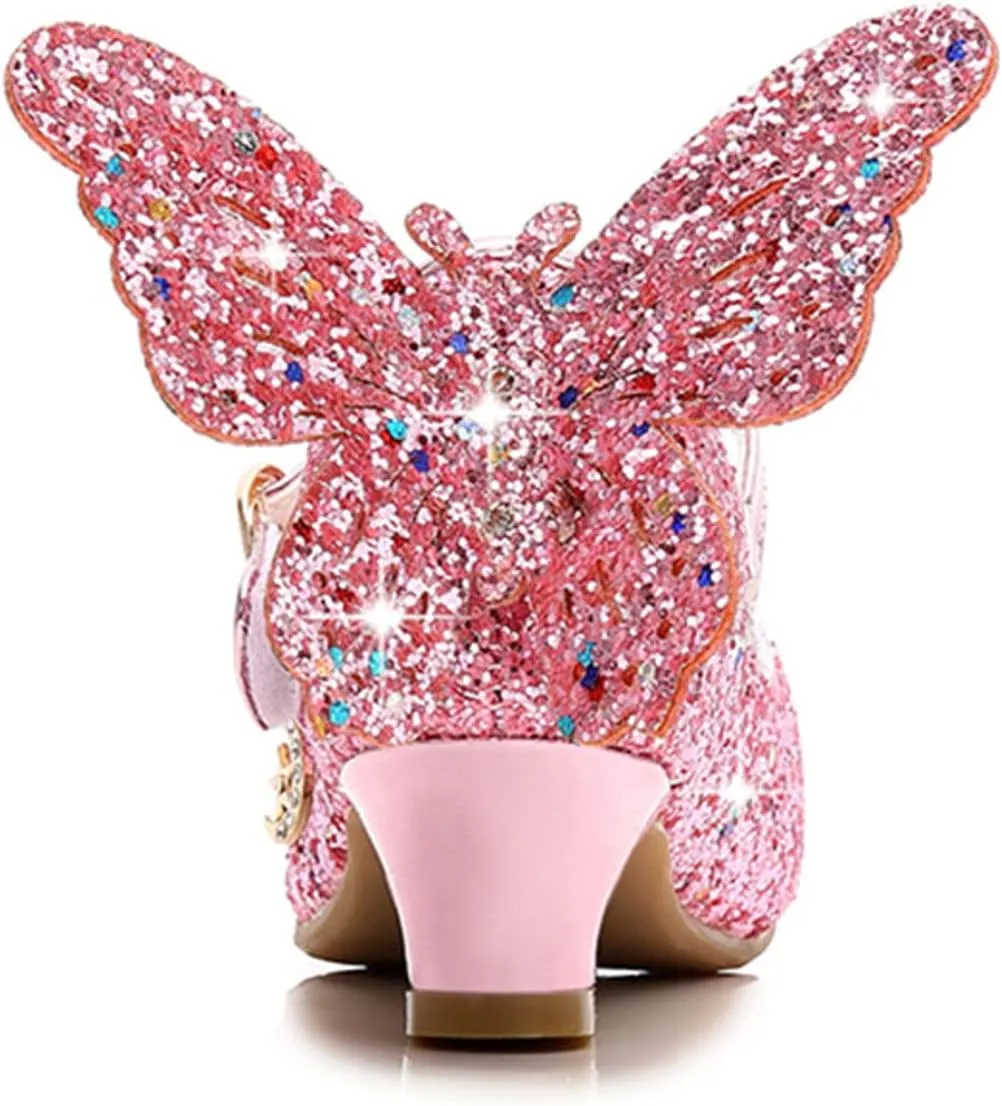 Stunner Girls Dress Shoes Wedding Party Heels Bow Sparkly Mary Jane Princess Shoes
