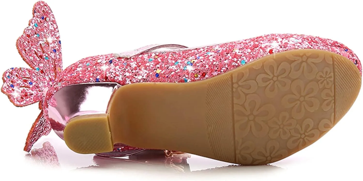 Stunner Girls Dress Shoes Wedding Party Heels Bow Sparkly Mary Jane Princess Shoes