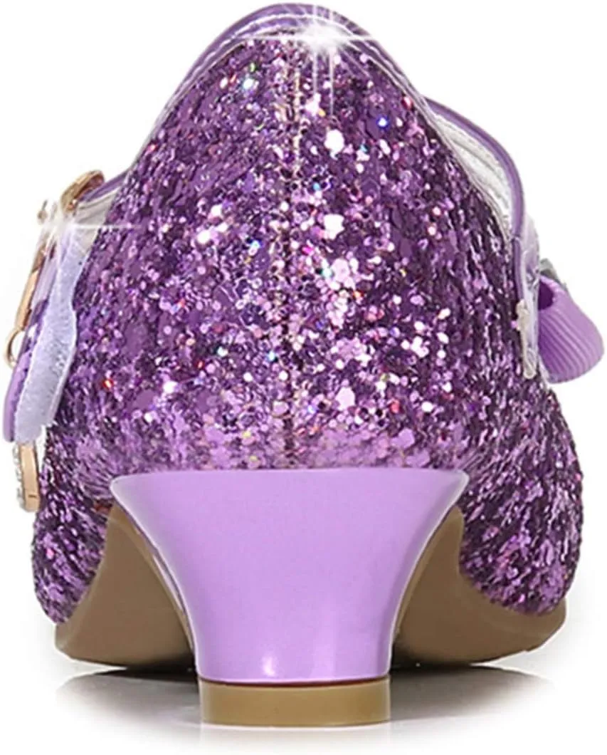 Stunner Girls Dress Shoes Wedding Party Heels Bow Sparkly Mary Jane Princess Shoes