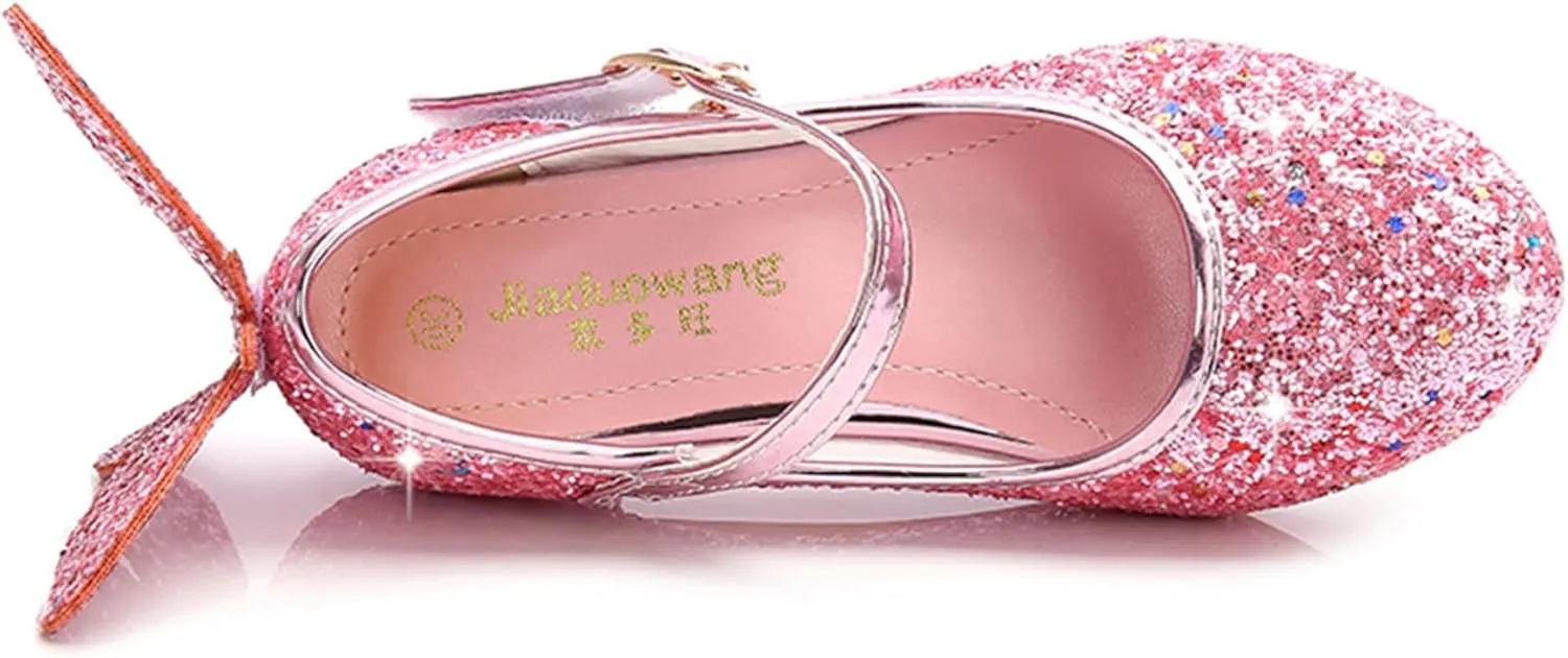 Stunner Girls Dress Shoes Wedding Party Heels Bow Sparkly Mary Jane Princess Shoes