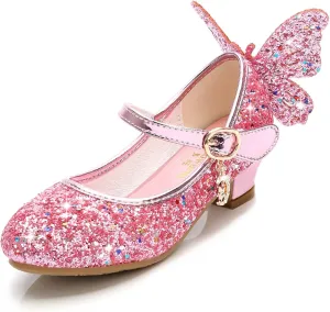 Stunner Girls Dress Shoes Wedding Party Heels Bow Sparkly Mary Jane Princess Shoes