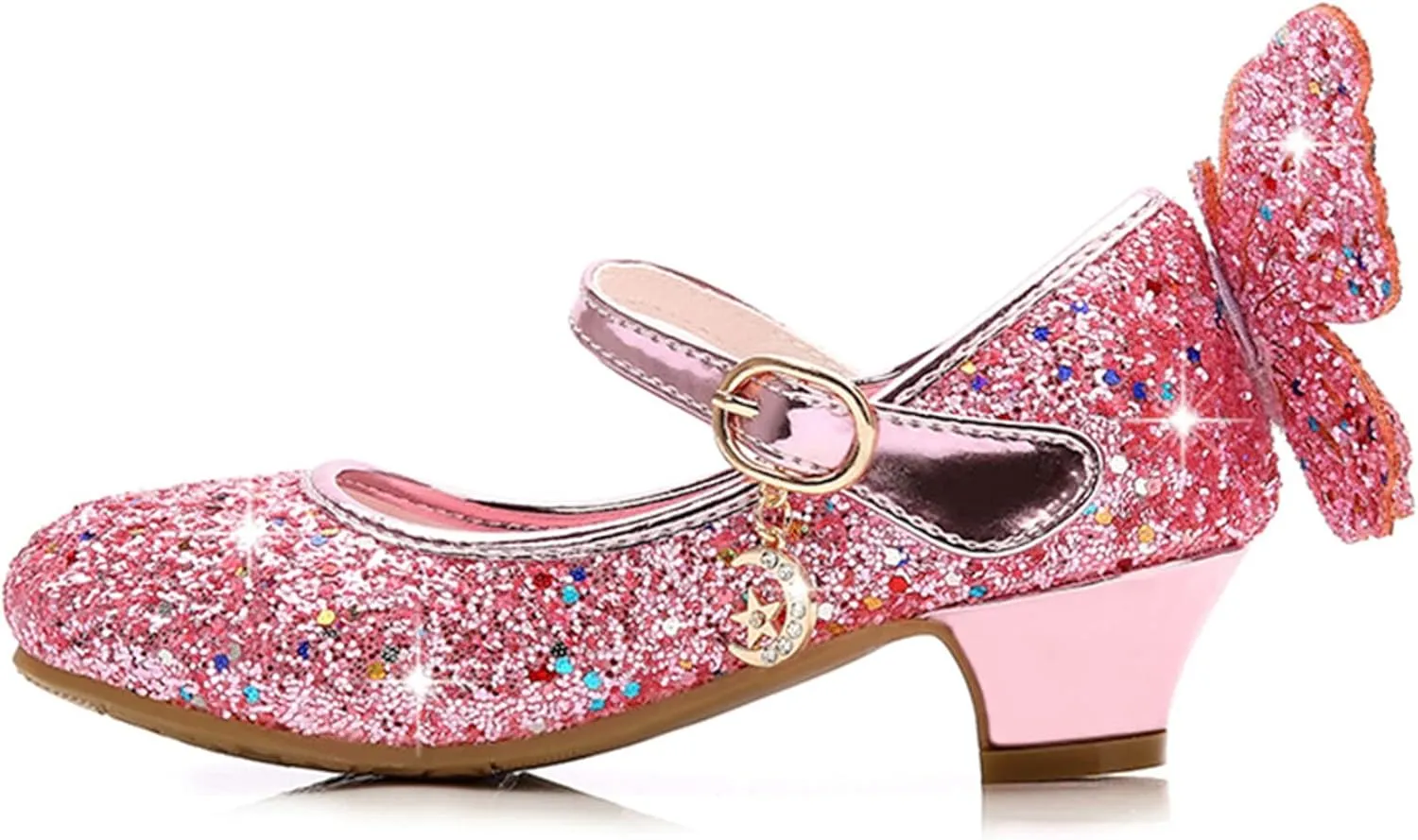 Stunner Girls Dress Shoes Wedding Party Heels Bow Sparkly Mary Jane Princess Shoes