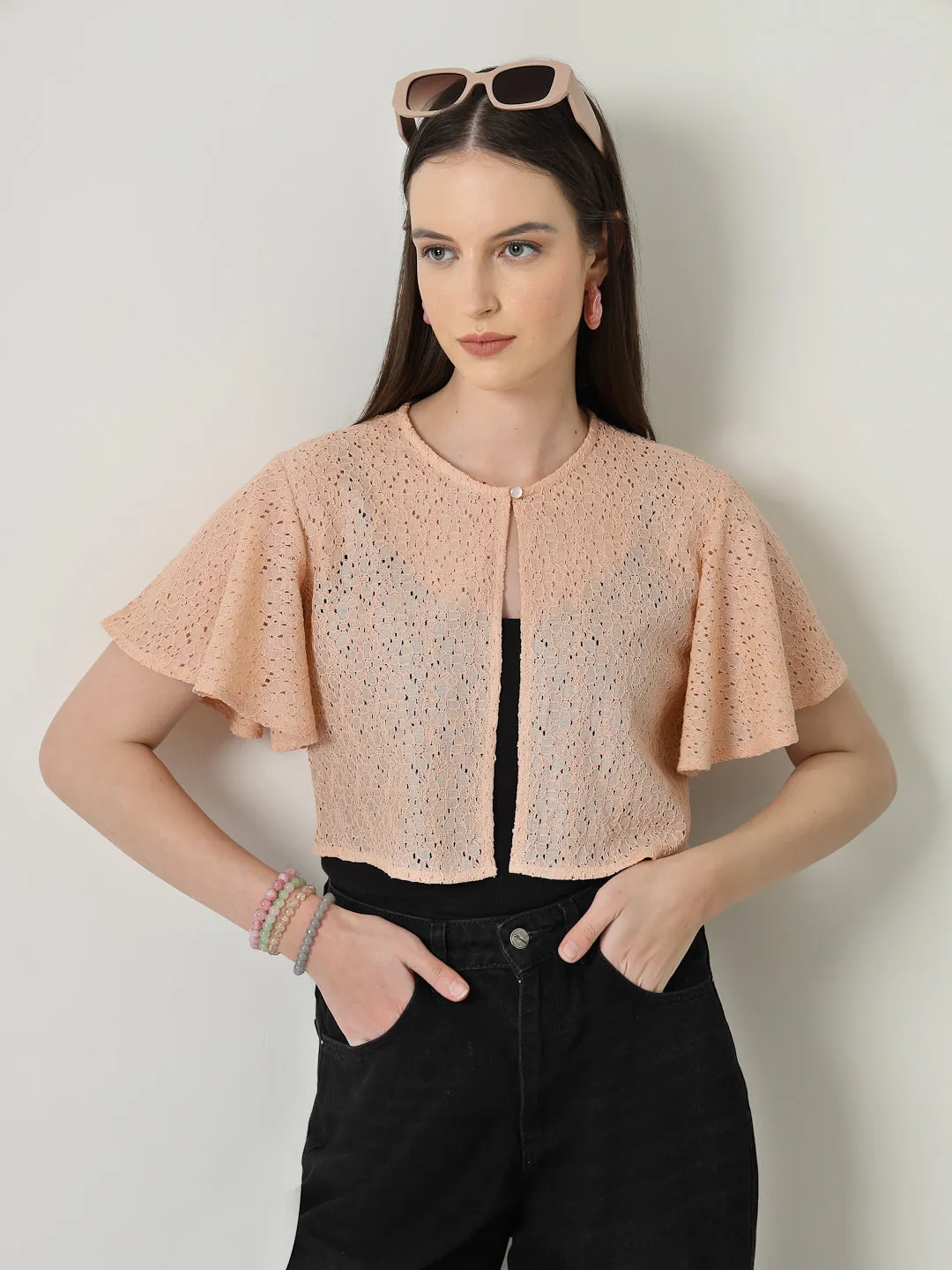 Style Quotient Women Nude Lace Shrug