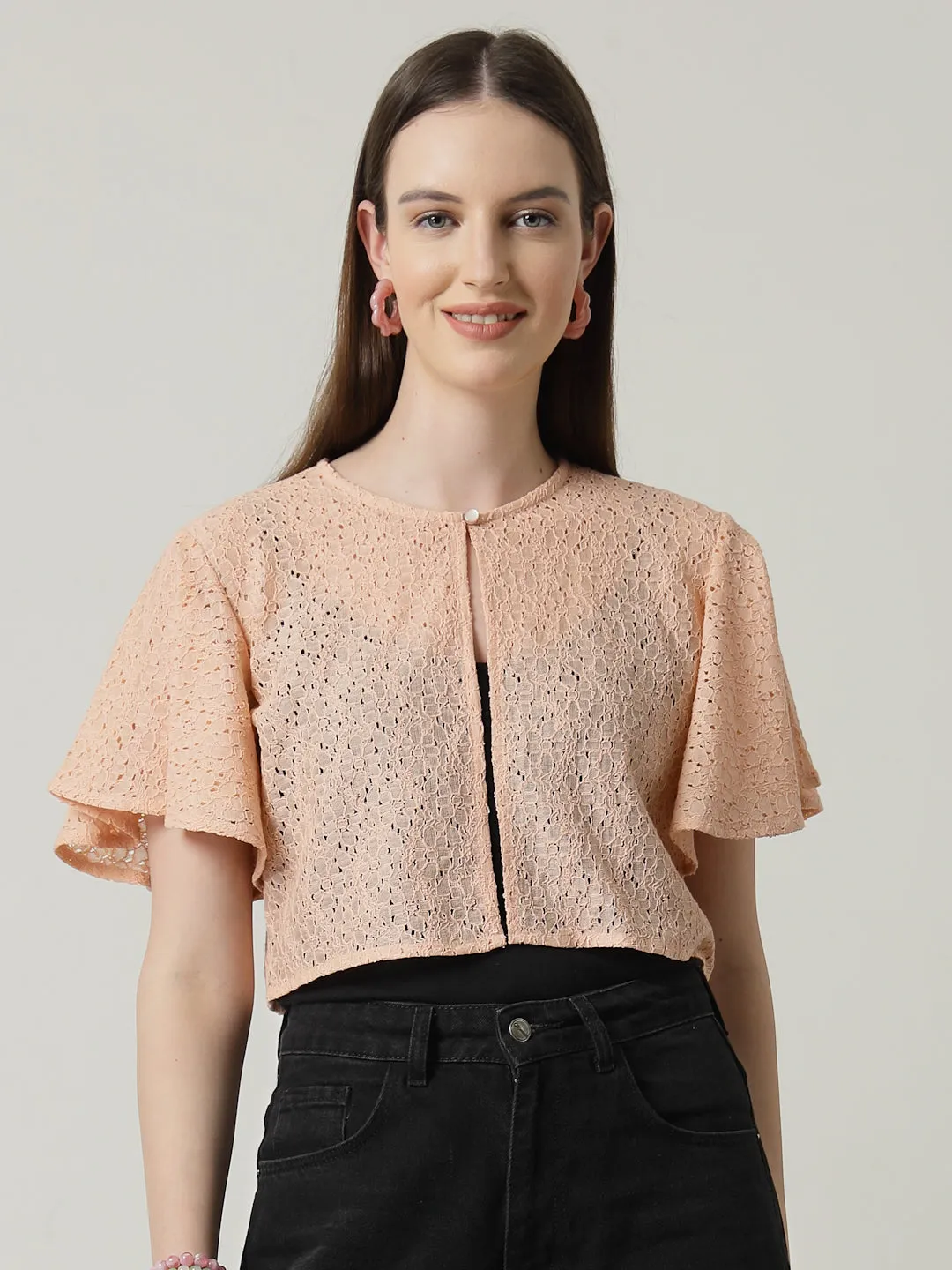 Style Quotient Women Nude Lace Shrug