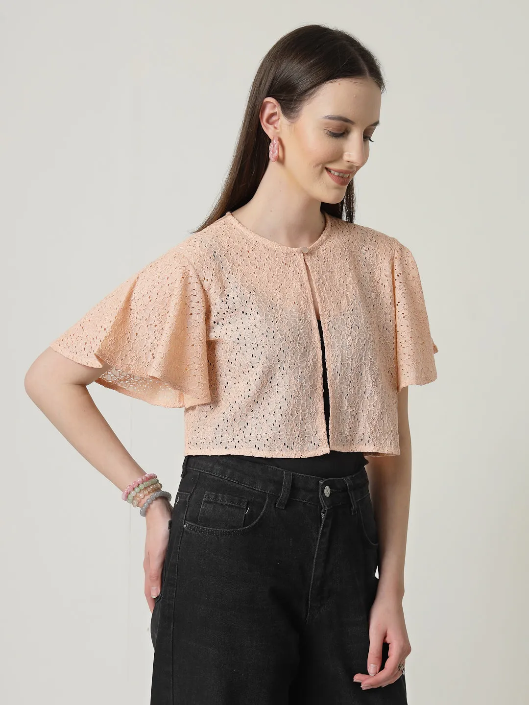 Style Quotient Women Nude Lace Shrug