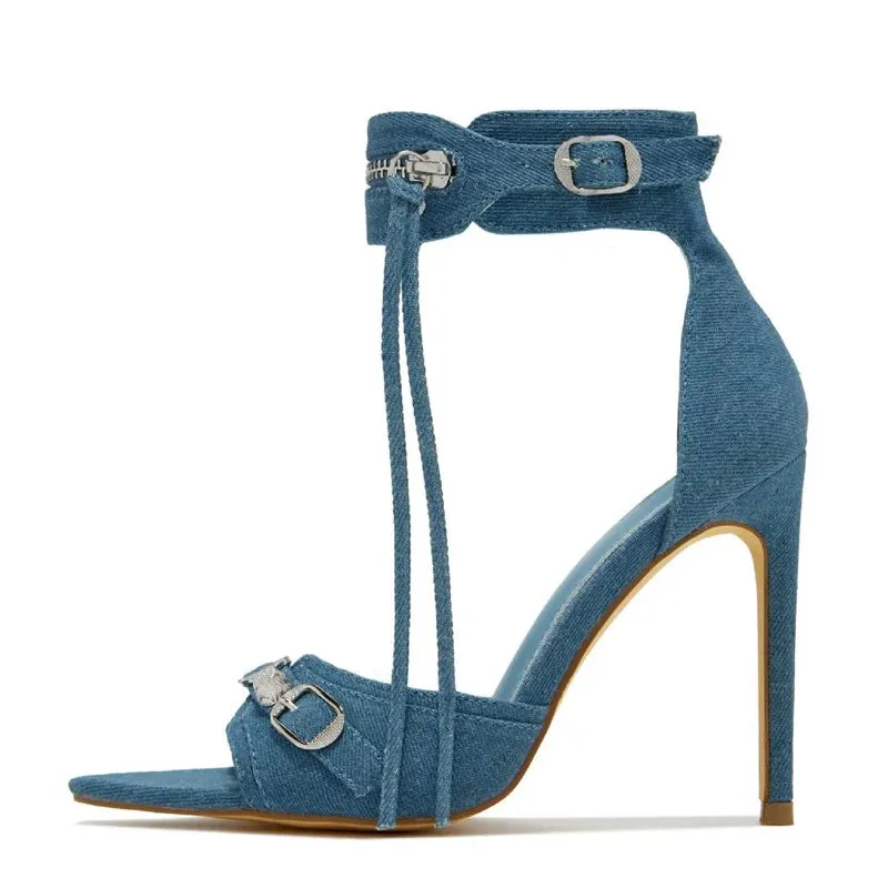 Summer Fashion Tassel Stiletto Sandals for Women – Zip, Metal Rivet, Open Toe, High Heels, Wedding & Banquet Shoes
