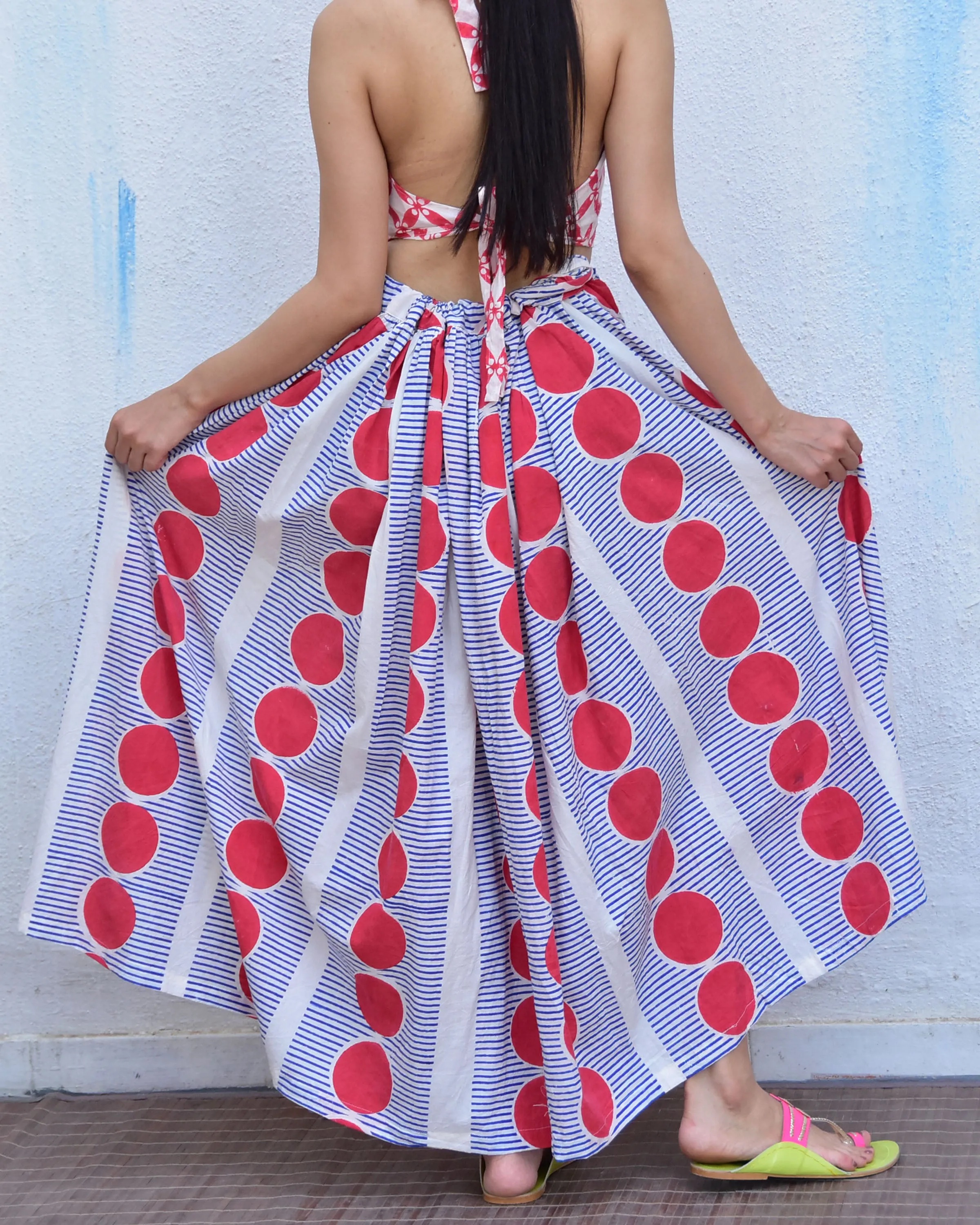 Sweetheart Handblockprinted Cotton Crop Top - Rain Dancing