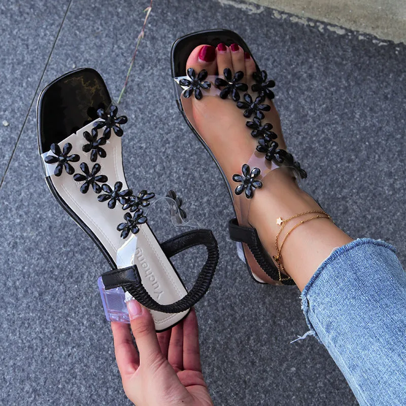 Syllis | Flower and Rhinestone Heel